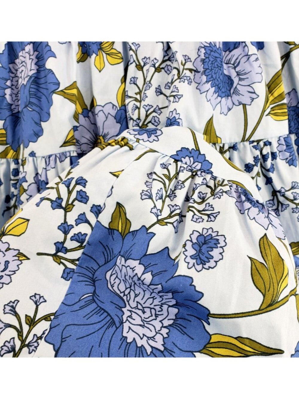 Blue Floral Sun Dress Mid-Thigh Mini XS Steve Madden Adjustable Straps Smocked - Picture 5 of 13